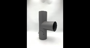T-stuk kachelpijp Ø150 mm zwart – 2 mm dik – veegluik links