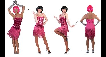 Roze Paillettenjurkje met franjes - Maat 32/34