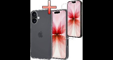 Hoesje - Met Screenprotector - Geschikt voor Apple iPhone 17 - Sterk & Shockproof - Back Cover - Siliconen Case - Telefoon Hoes - Transparant