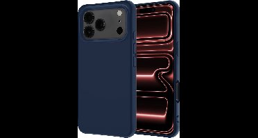 Hoesje - Geschikt voor Apple iPhone 17 Pro Max - Sterk & Shockproof - Hoes Cover - Siliconen Case - Donkerblauw