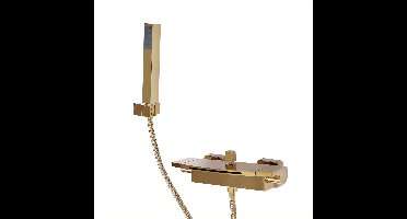 Badkraan – Douchekraan – Badmengkraan – Handdouchekraan – Thermostaatkraan – Muurmontage – Messing Goudkleurig – Met Watervaluitloop