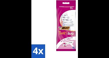 4 x Bic - Twin Lady - Scheermesjes - Dubbel Mesje - Wegwerpmesjes - 5 Scheermesjes - Scheermesje - Wegwerpscheermesje - Dubbel Mesje - Vrouwelijke Scheermesje - Pastelkleuren