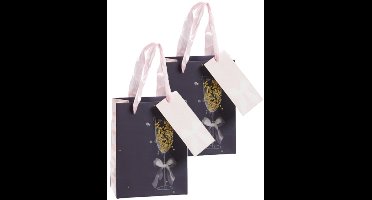 Bruiloft giftbags - Pakket van 4x stuks - cadeau tasjes - goodiebags - blauw - papier - 11 x 14 x 6 cm - Huwelijk cadeautjes