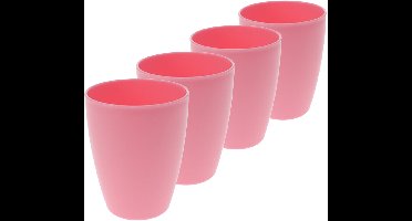Excellent Houseware drinkbekers van onbreekbaar kunststof - 4x - 340 ml - roze - kinderen - Limonade bekers - Campingservies - picknickservies