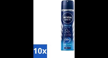10 x Nivea - Men - Deo Spray - Fresh Active - 48 Uur Lang Werkend - 150 ml - 48 Uur Langwerking - Deodorant Spray - Mannelijke Geur - Zweetbescherming - Frisheid
