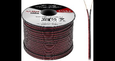 Luidsprekerkabel 2 x 1.00 mm zwart/rood op rol 100 meter
