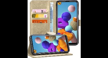 Hoesje geschikt voor Samsung A21s - Book Case Kunstleer Wallet Goud