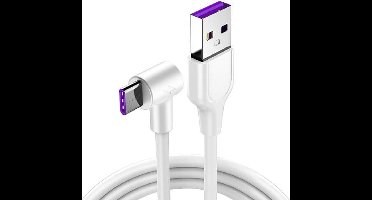 USB-C haaks naar USB-A snellaadkabel - USB2.0 - tot 3A / wit - 2 meter