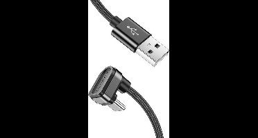 USB-C 180° haaks naar USB-A kabel - USB2.0 - tot 2A / zwart - 2 meter
