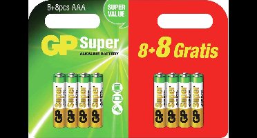 8+8 GP Super Alkaline AAA Micro LR03 SUPER VALUE Blister