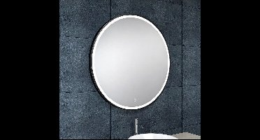 Badkamerspiegel Marco Rond 100x100cm Mat Zwart Geintegreerde LED Verlichting Verwarming Anti Condens Touch Schakelaar Dimbaar