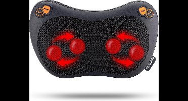 EasyLife Massagekussen - Warmte Functie - Elektrisch Shiatsu Massage Kussen - Voor Auto en Thuis – Black Orange