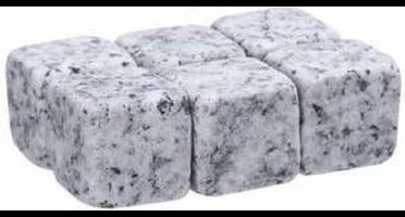 New Age Devi Whisky Stones Set - 6 stuks - - Licht Grijs - Natuursteen Whiskey Stenen - IJsblokjes - Fluwelen Opbergzak