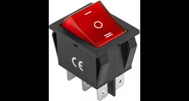 Tuimelschakelaar - 3 standen - verlicht - rood - 230V 15A