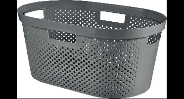 Curver Infinity Recycled wasmand dots - 40 liter - 100% recycled - Donkergrijs