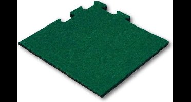 Rubber tegel 25 mm 50x50 cm Groen - Puzzelsysteem Hoekstuk