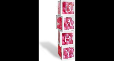 Botanical Baby - Blokken Baby Gender reveal babyshower met blauwe en witte ballonnen