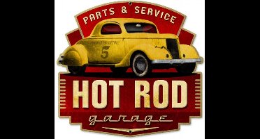 Hot Rod Garage Parts and Service Zwaar Metalen Bord 42 x 40 cm
