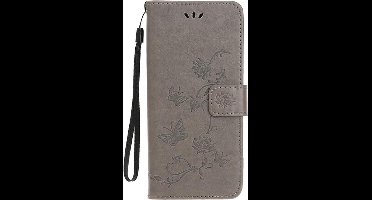 Shop4 - Motorola Moto G8 Play Hoesje - Wallet Case Vlinder Patroon Grijs