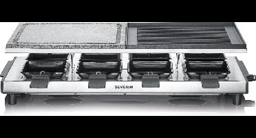 Severin RG 2373 Raclettegrill met natuurlijke grillsteen en grillplaat zilver