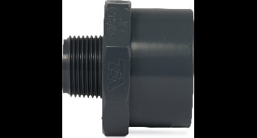 VDL Puntstuk PVC-U 40/50 mm x 3/4" lijmmof/spie x buitendraad 16bar grijs type achtkant