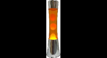 Fisura Lavalamp zilver met oranje vloeistof en oranje lava