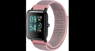 Licht Roze Nylon Bandje geschikt voor 20mm Smartwatches