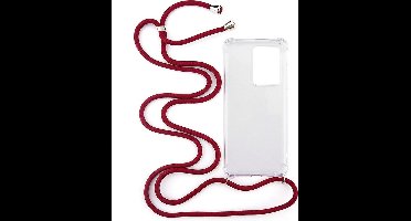Shop4 - Samsung Galaxy S20 Ultra Hoesje - Zachte Back Case met Koord Donker Rood