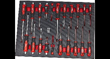 HBM 23 Delige Schroevendraaierset in Carbon Foam inlay voor Gereedschapswagen