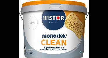 Histor Monodek Clean – Muurverf Binnen Mat – Reinigbare Verf – Vlekafstotend – Geurarm en Oplosmiddelvrij – Voor Binnen – Wit – 10L