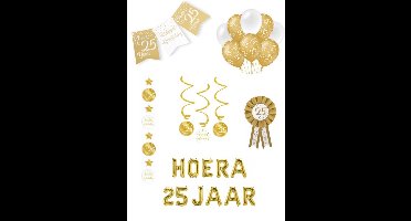 25 jaar verjaardag versiering pakket - goud wit - ballon - vlag – paperdreams