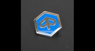 embleem logo voorschort clip-on chroom blauw voor scooter piaggio mp3 yourban 1b003766 nieuw