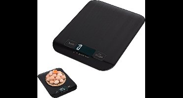 New Age Devi - Keukenweegschaal - USB-oplaadbare Weegschaal met LED-display en Tarra-functie - Perfect voor Bakken en Koken - 10 kg/1 g - in Stijlvol Zwart