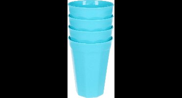 Plasticforte Verjaardag/kinderen/camping drink bekers - 4x stuks - 300 ML - blauw - kunststof - onbreekbaar