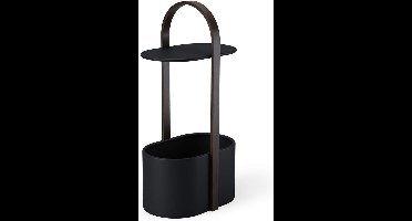 JGS ® Stijlvolle Wanddecoratie Spiegel met Zwarte en Walnoten Afwerking, 61 cm Diameter