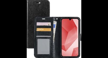 Hoesje - Met Pasjeshouder - Geschikt voor Samsung Galaxy A16 - Luxe Bookcase Portemonee - Flip Case - Kunstleer Book Case - Flipcase - Book Cover - Walletcase - Portemonneehoes - Zwart