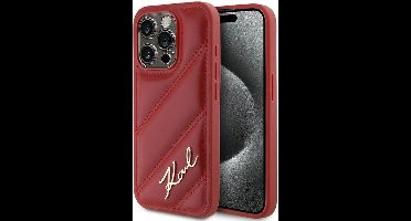 Karl Lagerfeld Diagonal Quilted Script hoesje voor iPhone 15 Pro - rood
