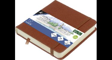 Kangaro schetsboek - 12x12cm - cognac - PU-hardcover - met elastiek en leeslint - K-861207