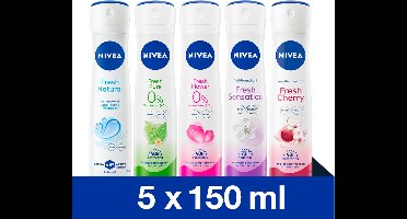 NIVEA Fresh Deodorant Spray Mix Set - 5 Unieke NIVEA Fresh Geuren - 5 Stuks - Voordeelverpakking