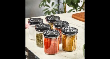 Asir - 6-delige specerijenpotset – transparant – 7,5 × 7,5 × 10 cm