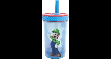 Super Mario anti-tip plastic beker met siliconen rietje