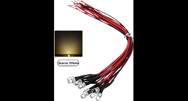 Modelbouw Knipper Led 3mm Blinking met kabel 12V - 10 stuks - kleur Warmwit