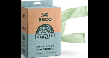 Beco duurzame hondenpoepzakjes gemaakt van gerecycled plastic met mintgeur en handvat - 270 zakjes