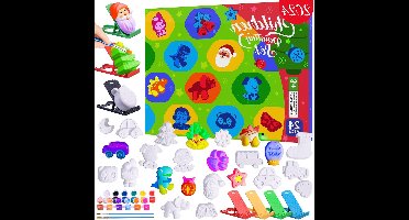 oCreon Adventskalender 2024 voor Kinderen - 24-delige Kerst Knutselset - Creatieve Schildercadeaus