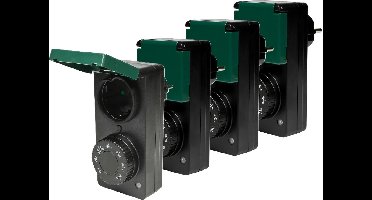 Benson Tijdschakelaar - 4x - voor buiten - programmeerbaar - 6 standen - IP44 - spatwaterdicht