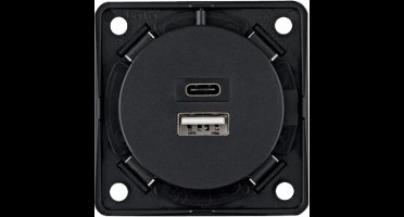Berker USB-A / USB-C wandcontactdoos 2-voudig 230 V antraciet