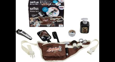 Klein Toys Braun barbierset - 15x8x15 cm - kam, spiegel, schaar, scheerkwast en scheermes - multicolor