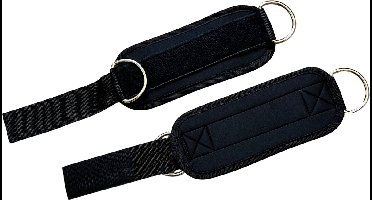 Enkelband – Zwart - Verstelbare band, ideaal voor weerstandstraining van benen en bilspieren. Gemaakt van duurzaam, comfortabel materiaal. Geschikt voor gebruik met weerstandsbanden, kabelstations en power stations in de sportschool.