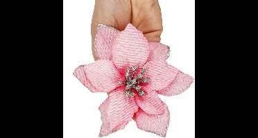 Springos Kunstbloem | Kerst | Ster van Bethlehem | Roze | Glitters
