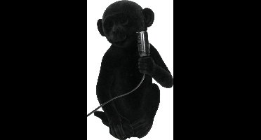 Lamp aap zwart - tafellamp monkey - apen - brio tafellamp polyresin - allerlaatste - cadeau idee - kerst kado - color black